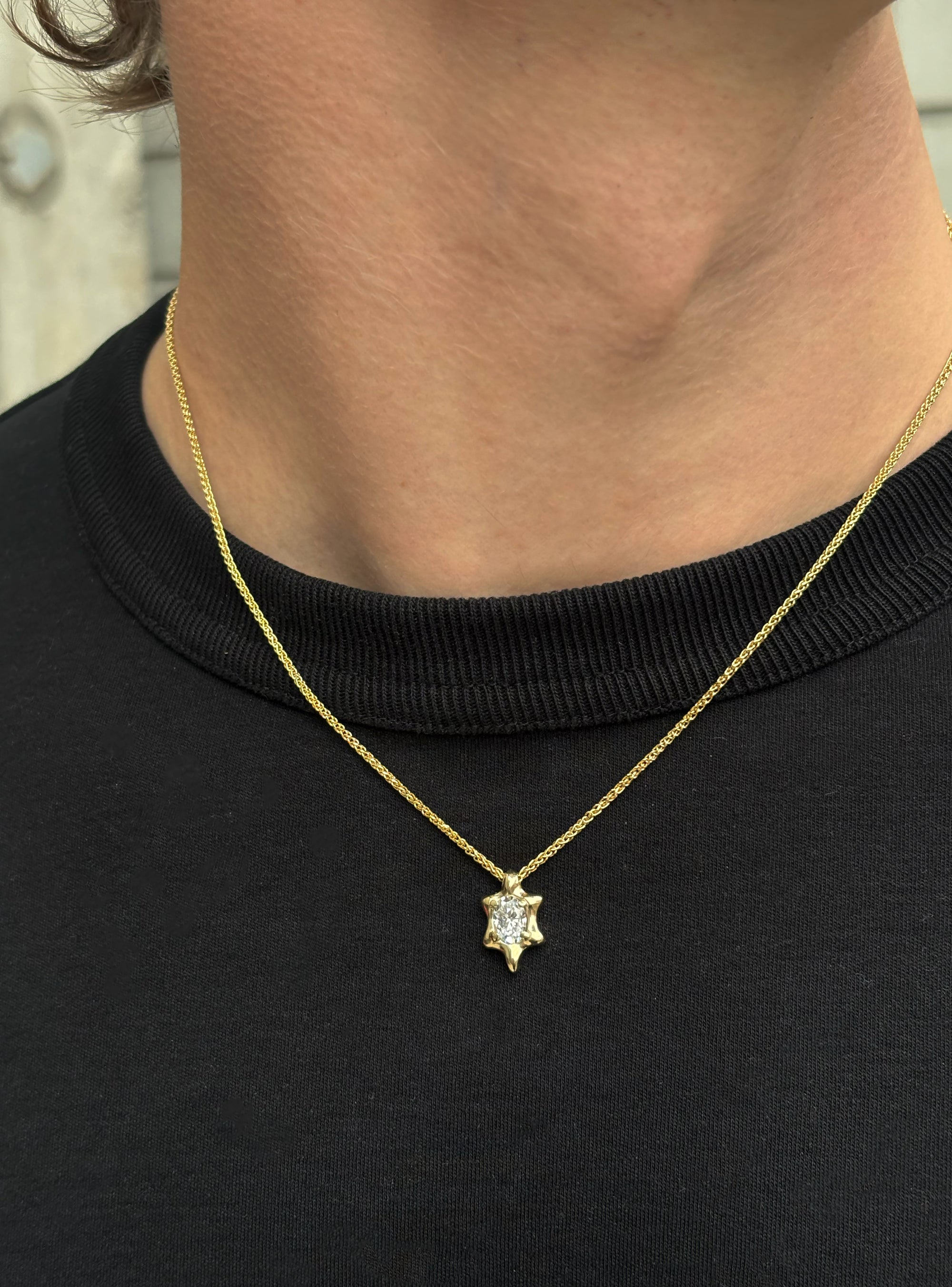 6PT GEM PENDANT GOLD